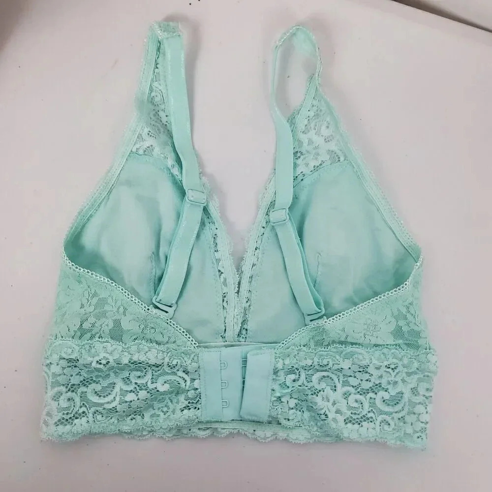 Women's SOMA Bralette Lace Plunge SZ XS Mint Green Teal Pastel‎ Spring Ex Small - Picture 6 of 8